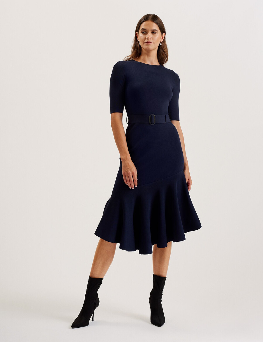 samalee - gebreide midi-jurk met flippy zoom