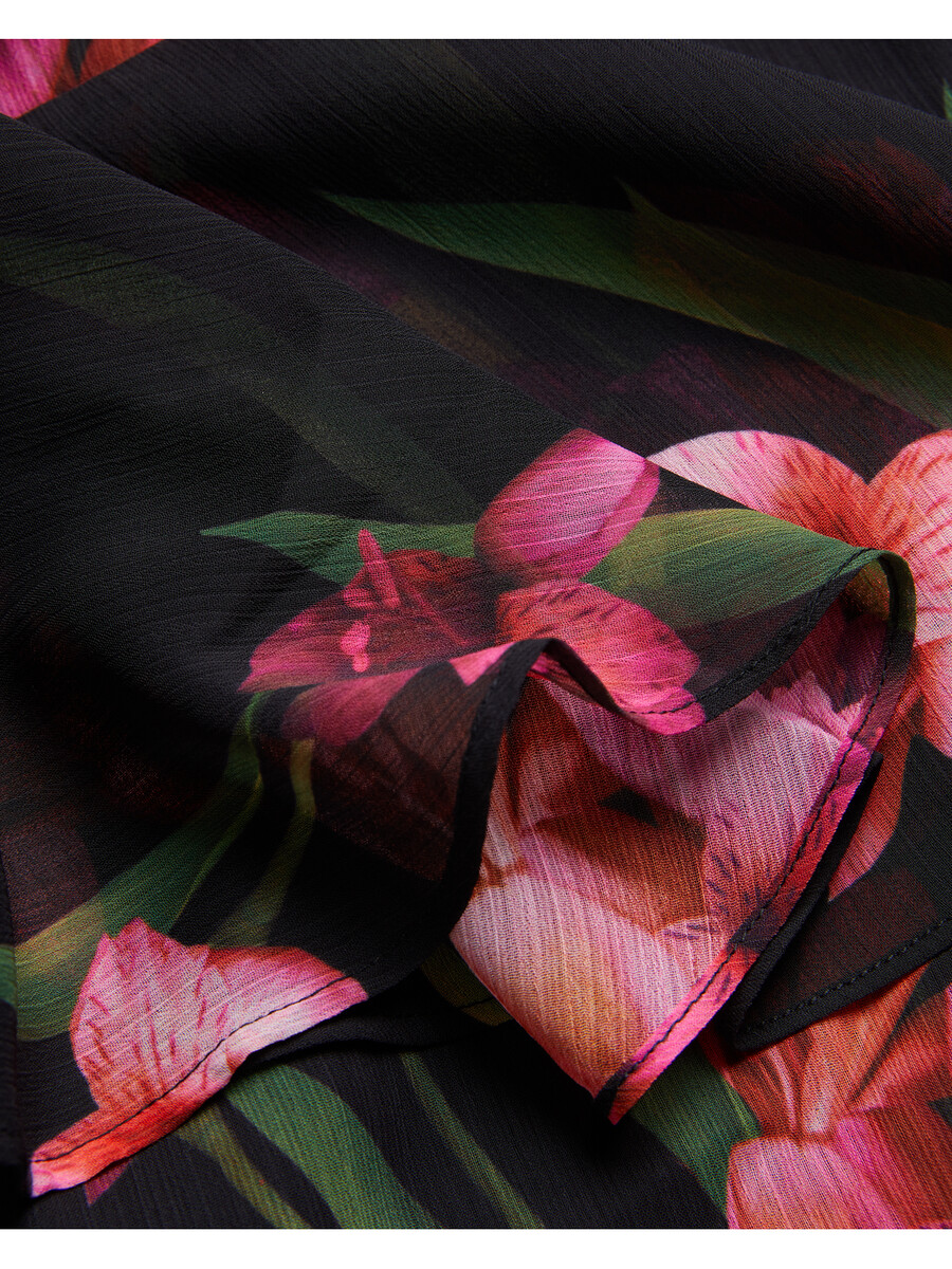 fasnia - mini-jurk met bloemenprint en engelenmouwen en wikkeleffect