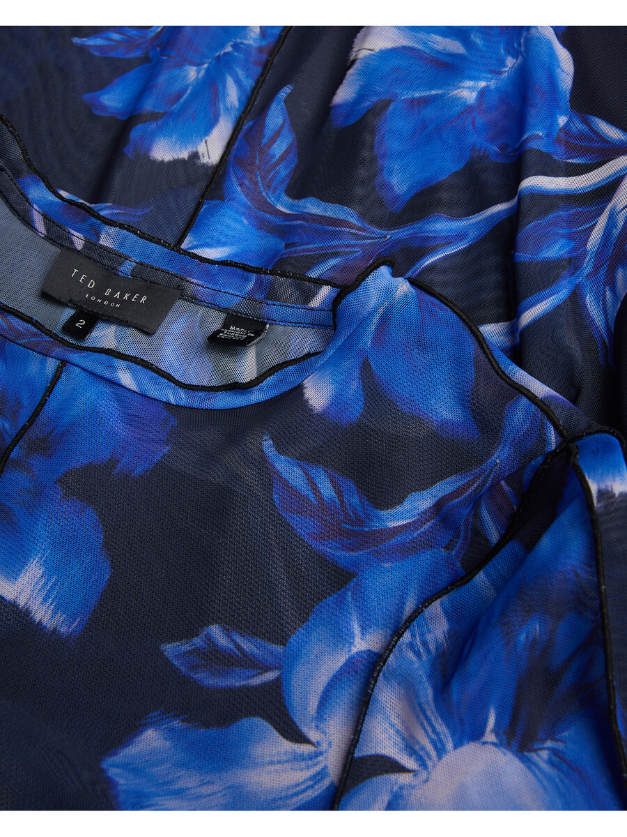 rozeen - jurk met lange mouwen en print van mesh