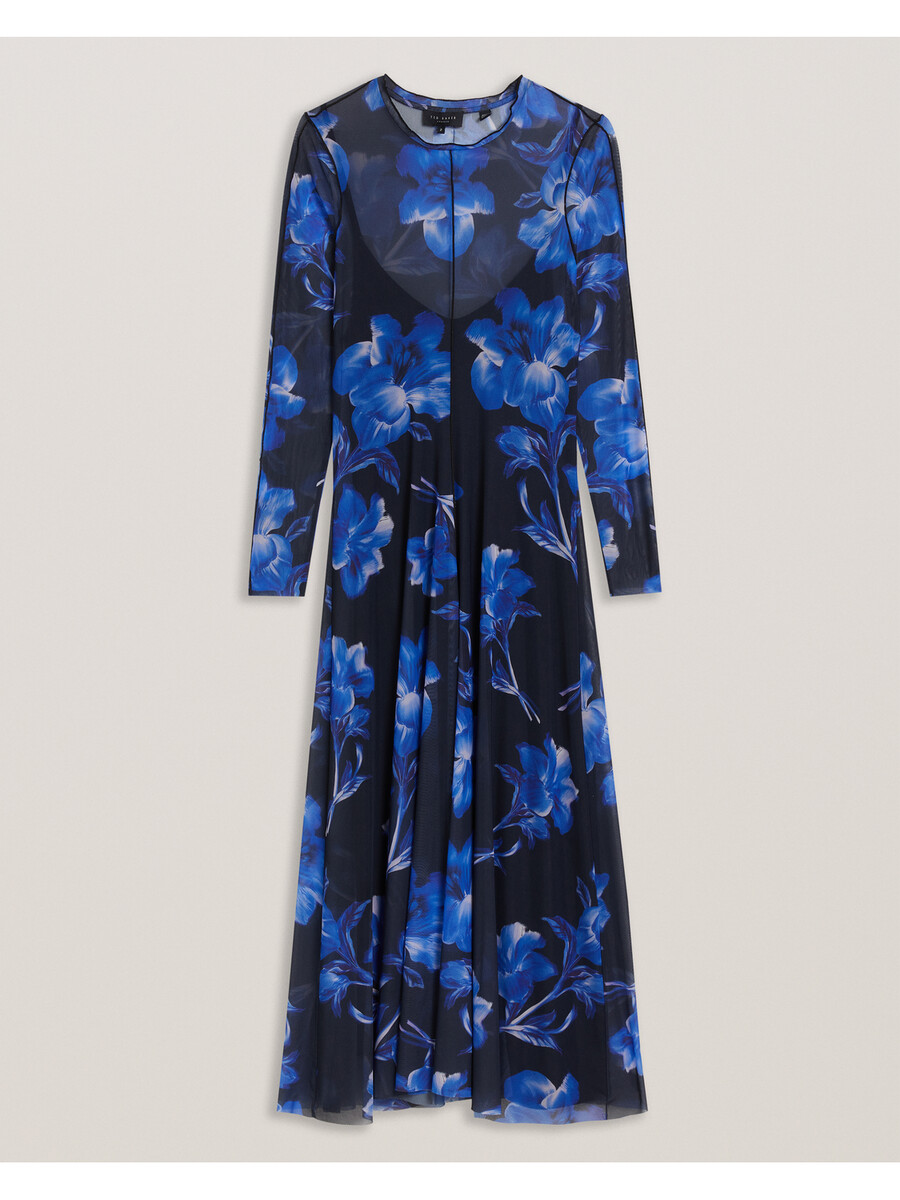 rozeen - jurk met lange mouwen en print van mesh