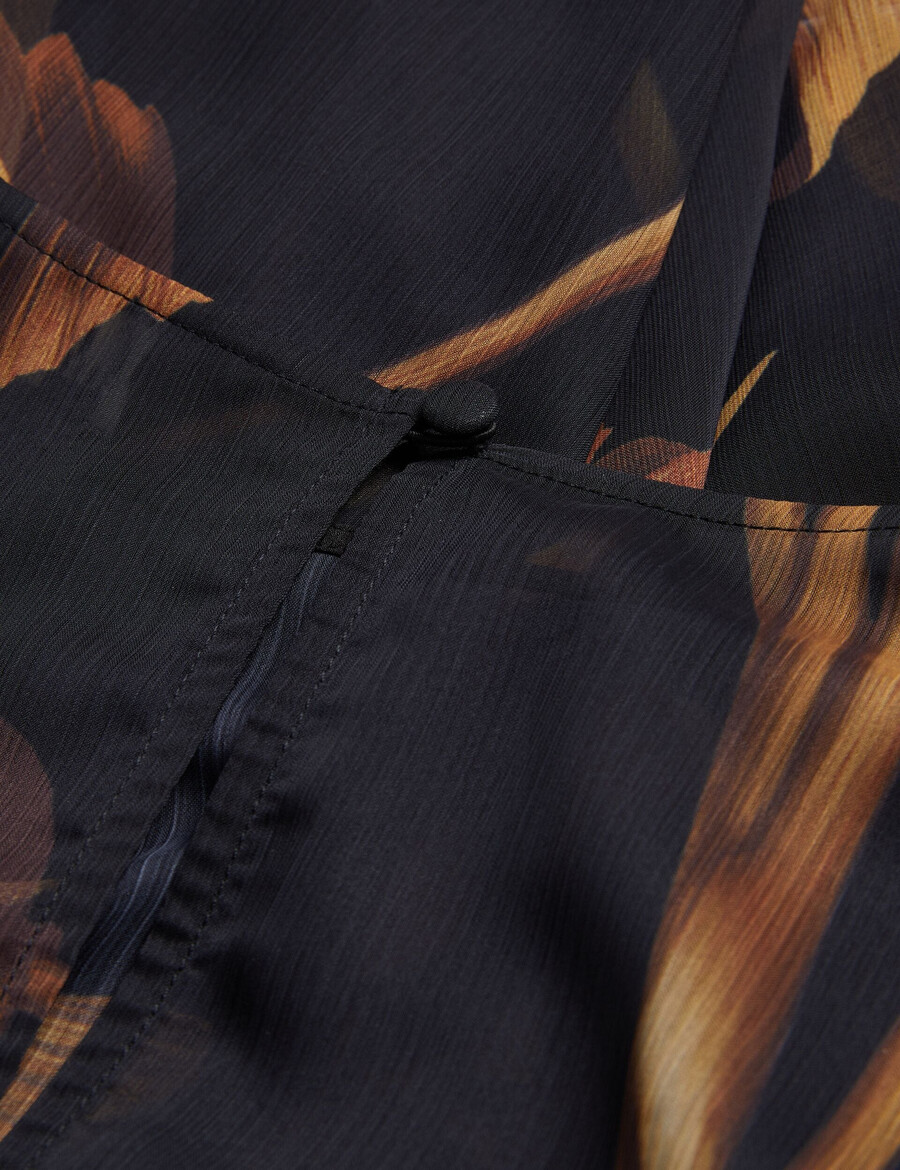 elster - bedrukte chiffon mini-jurk met strikceintuur