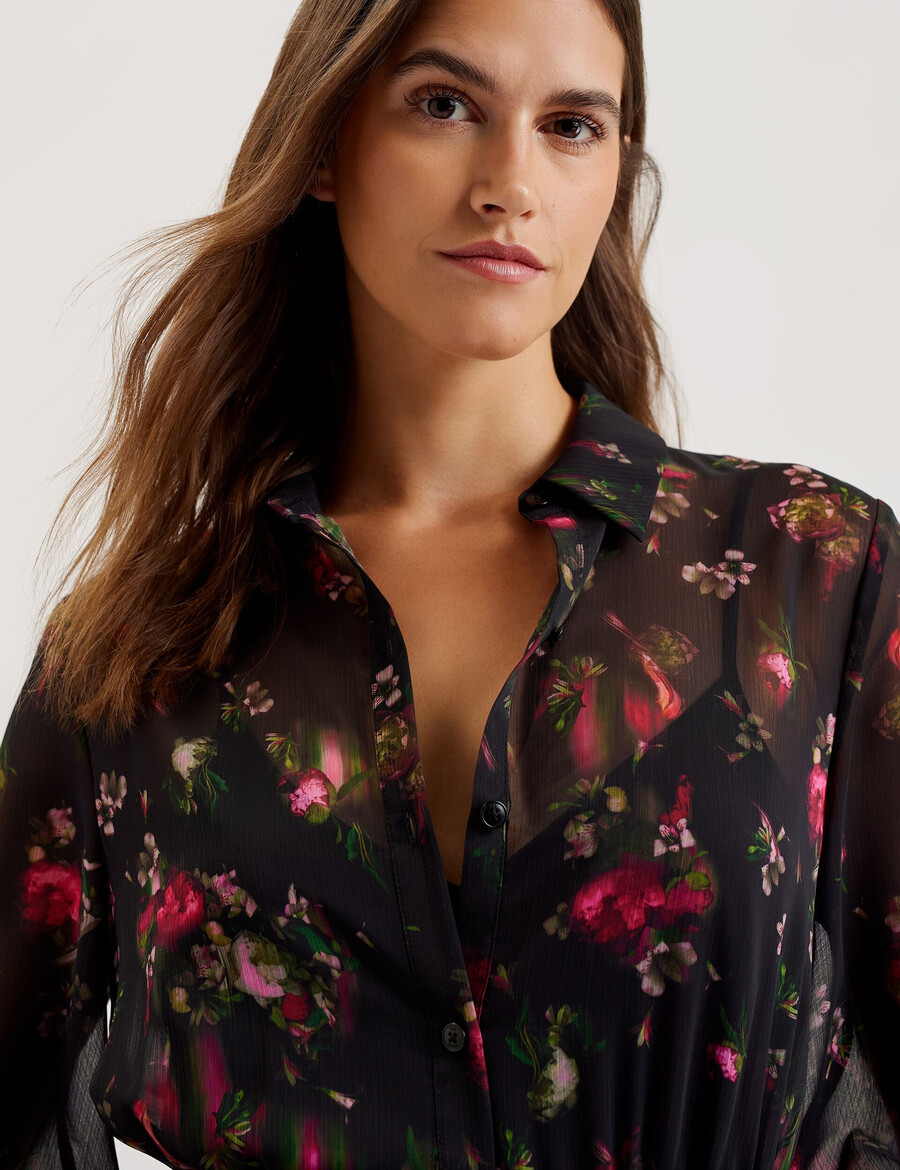 ceiba - maxi-jurk met bloemenprint en plooien