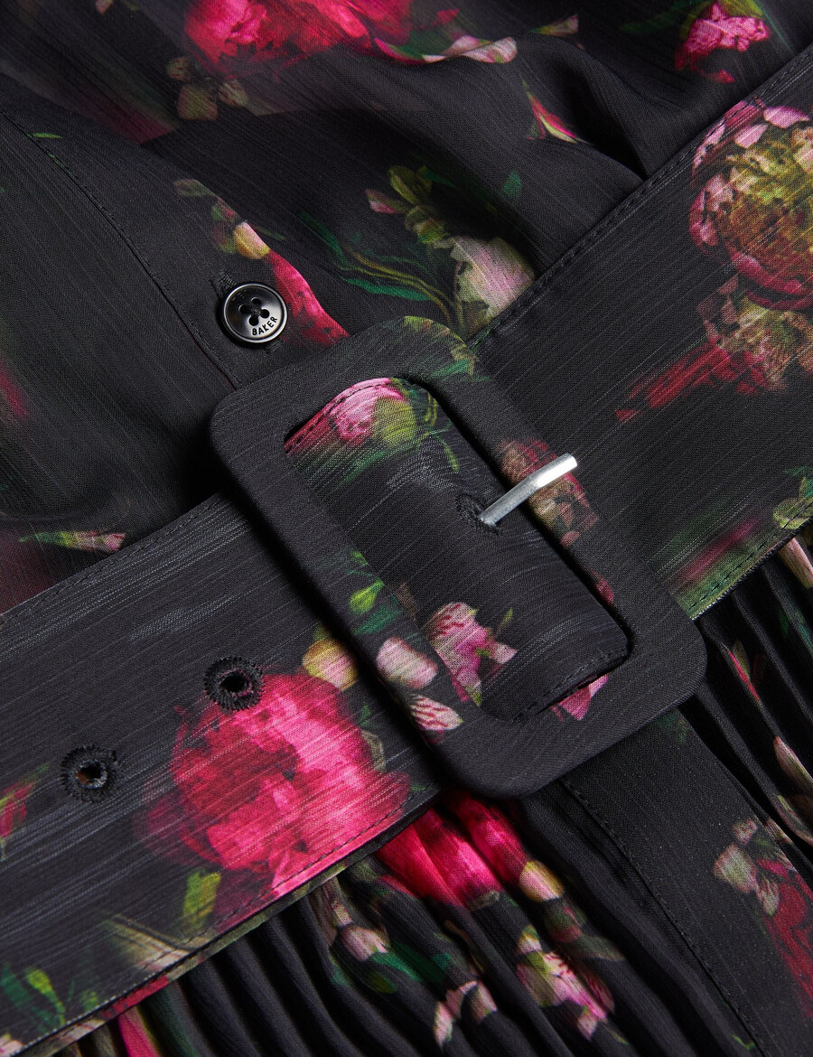 ceiba - maxi-jurk met bloemenprint en plooien