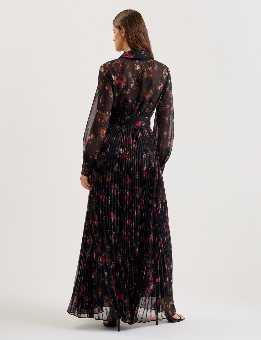 ceiba - maxi-jurk met bloemenprint en plooien