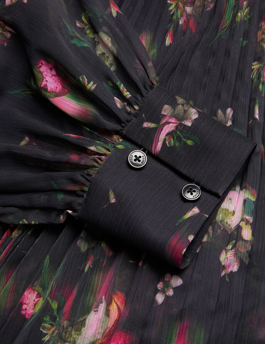 ceiba - maxi-jurk met bloemenprint en plooien