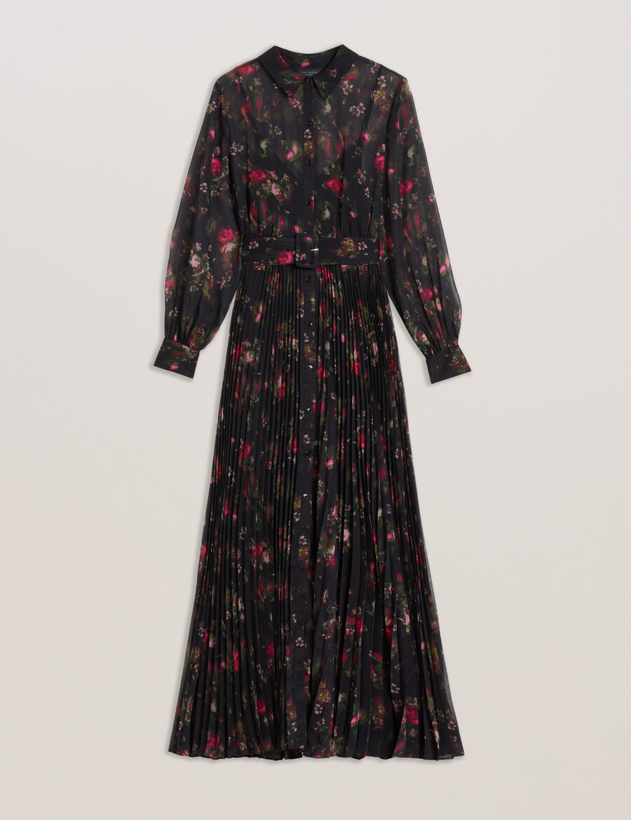 ceiba - maxi-jurk met bloemenprint en plooien