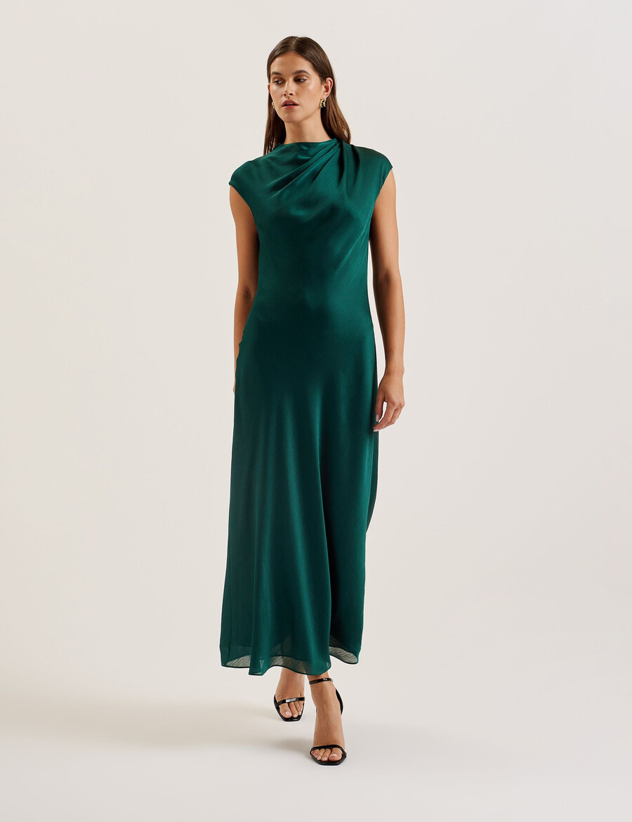 rimini - midaxi-jurk van chiffon met gedrapeerde halslijn