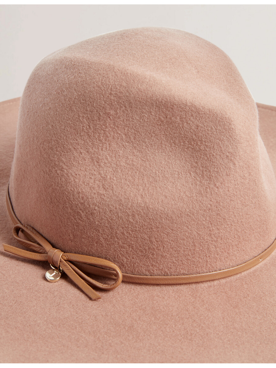 abbiiio - fedora hoed van puur wol met strikdetail
