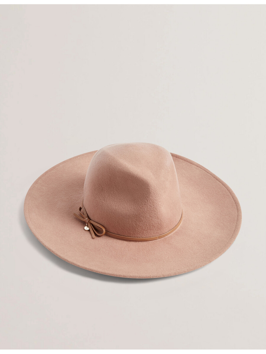 abbiiio - fedora hoed van puur wol met strikdetail