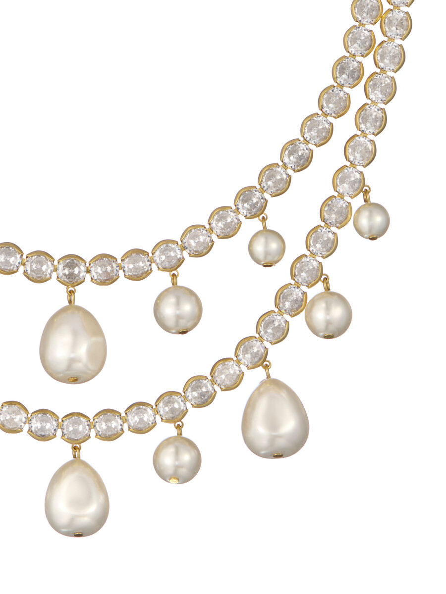 divinaa parel- en kristallen statement ketting