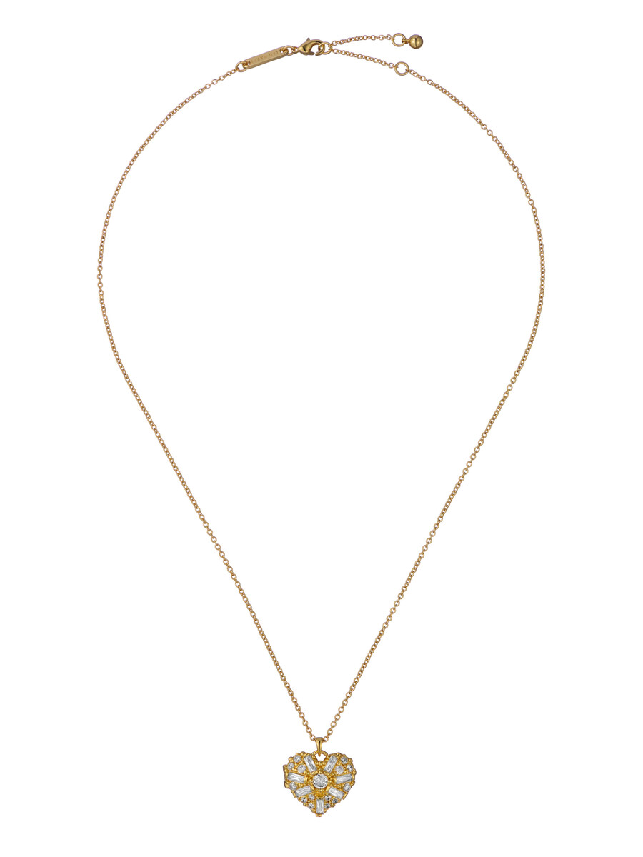 cherish - kristallen cluster hart medaillon hanger ketting