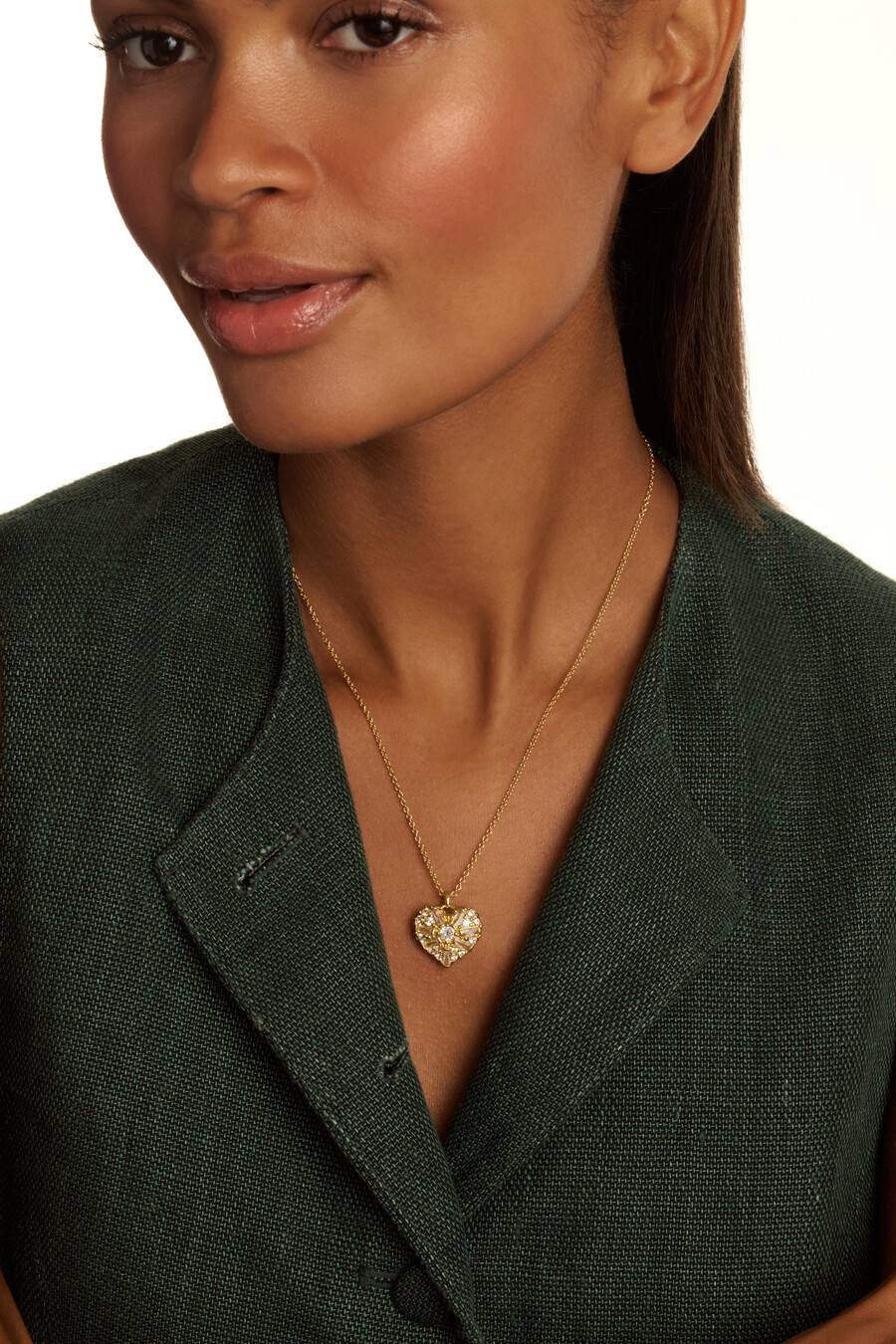 cherish - kristallen cluster hart medaillon hanger ketting