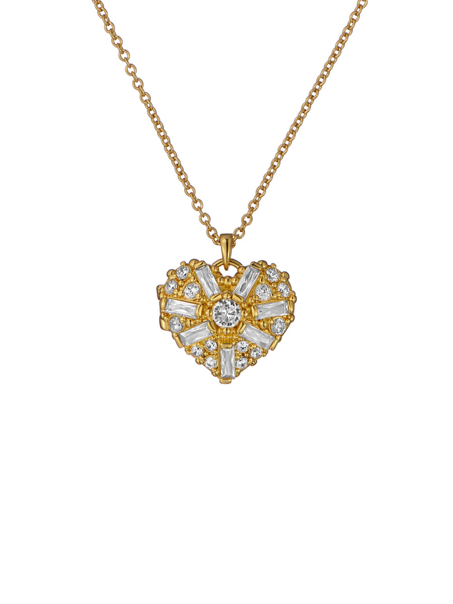 cherish - kristallen cluster hart medaillon hanger ketting
