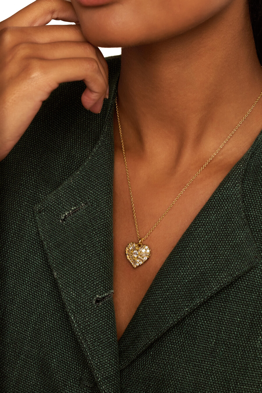 cherish - kristallen cluster hart medaillon hanger ketting