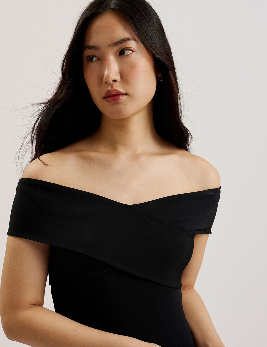 almhaa - off shoulder jumpsuit met wijde pijpen van jersey