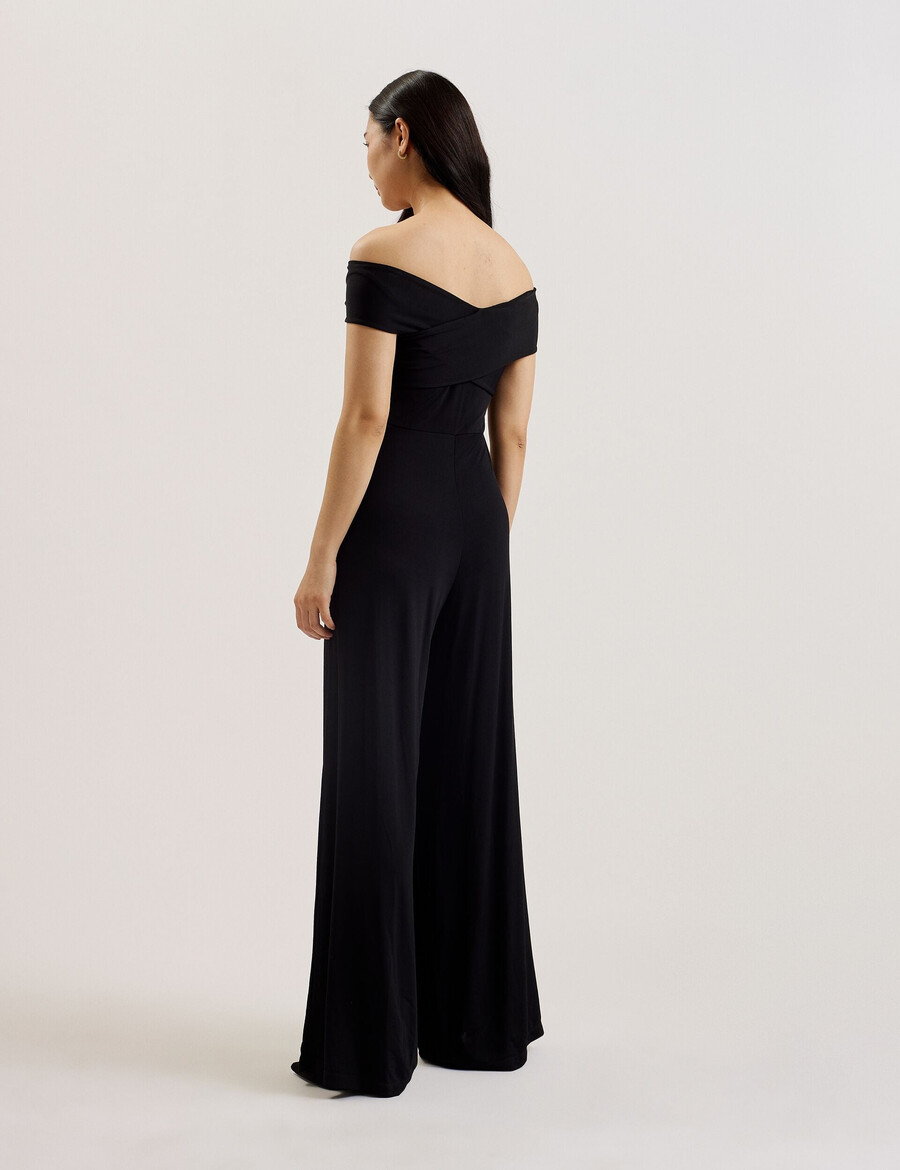 almhaa - off shoulder jumpsuit met wijde pijpen van jersey