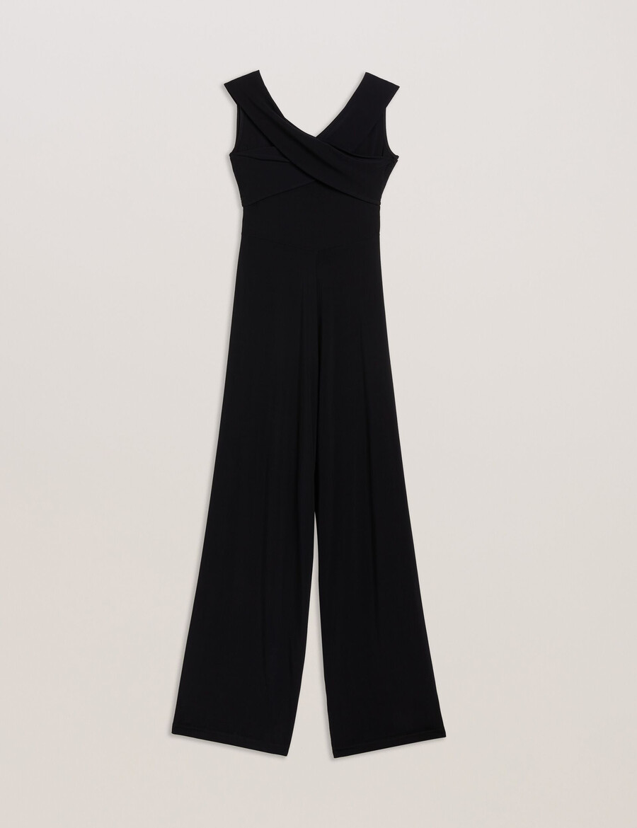 almhaa - off shoulder jumpsuit met wijde pijpen van jersey