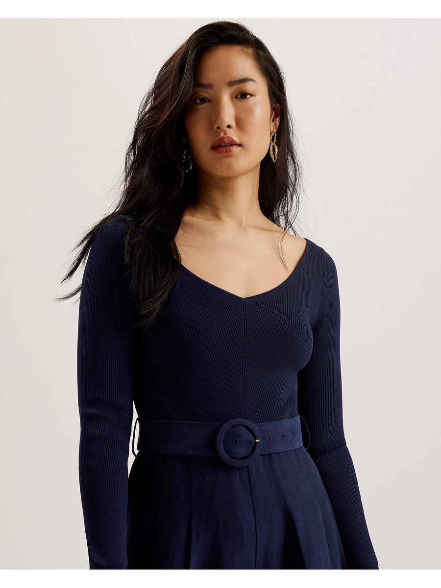 agatea - jumpsuit met wijde pijpen en blote schouders riem