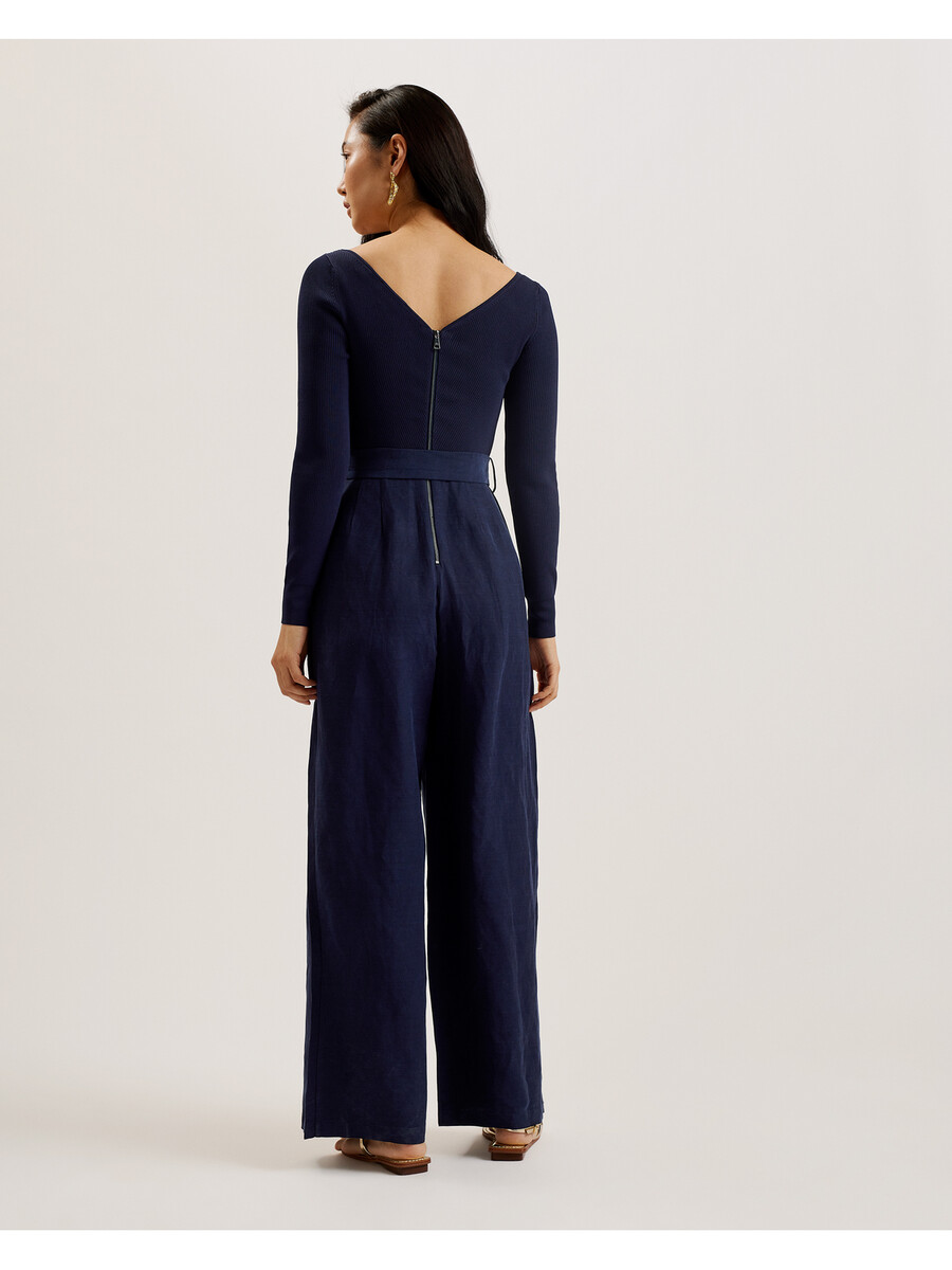 agatea - jumpsuit met wijde pijpen en blote schouders riem