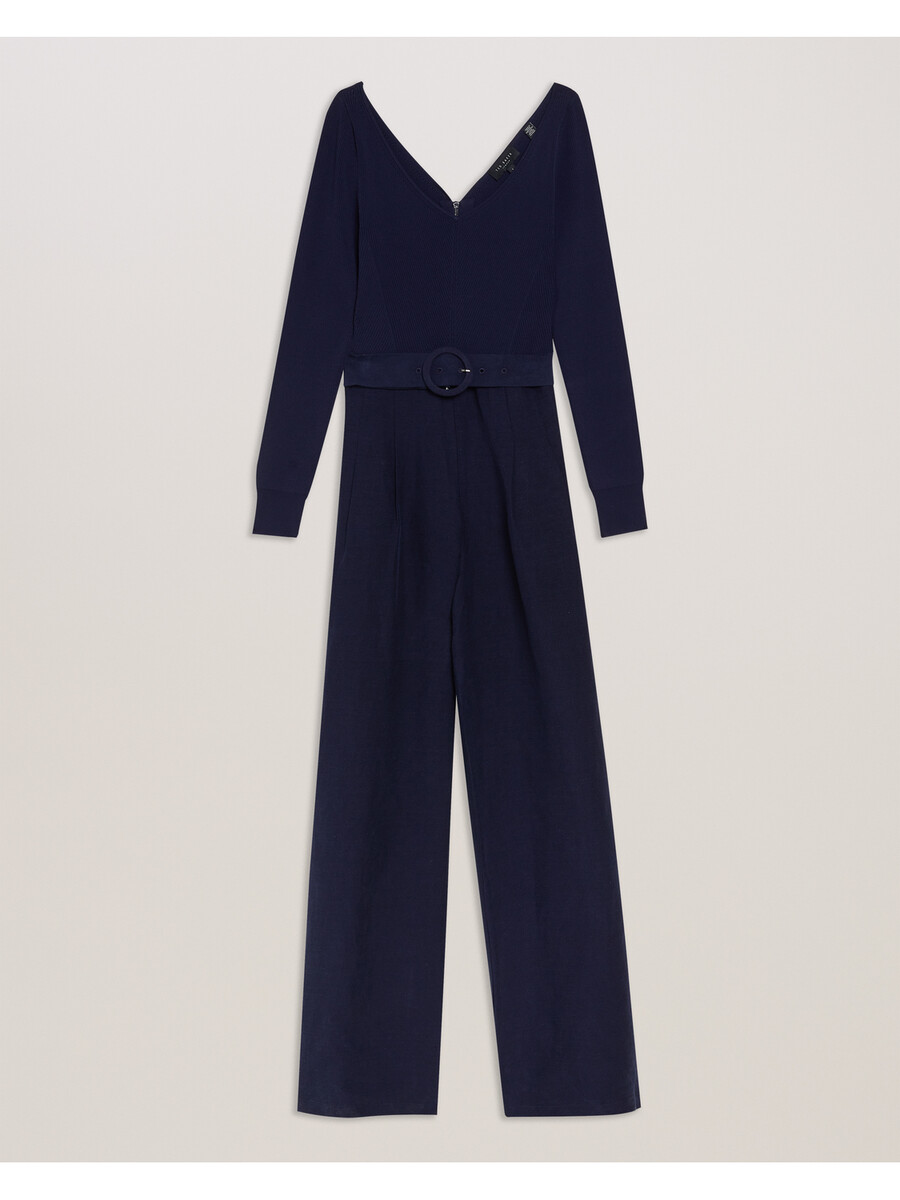 agatea - jumpsuit met wijde pijpen en blote schouders riem