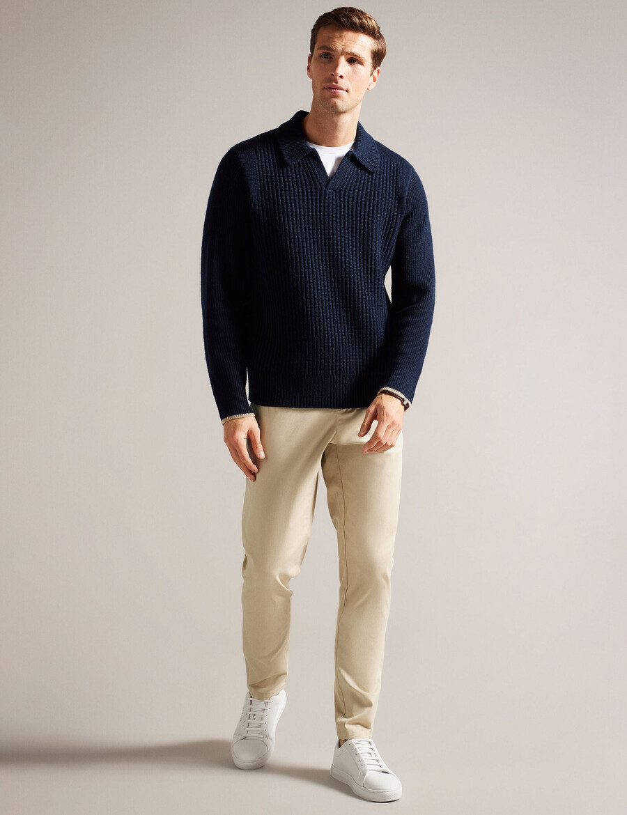 haybrn - normale pasvorm getextureerde chino broek