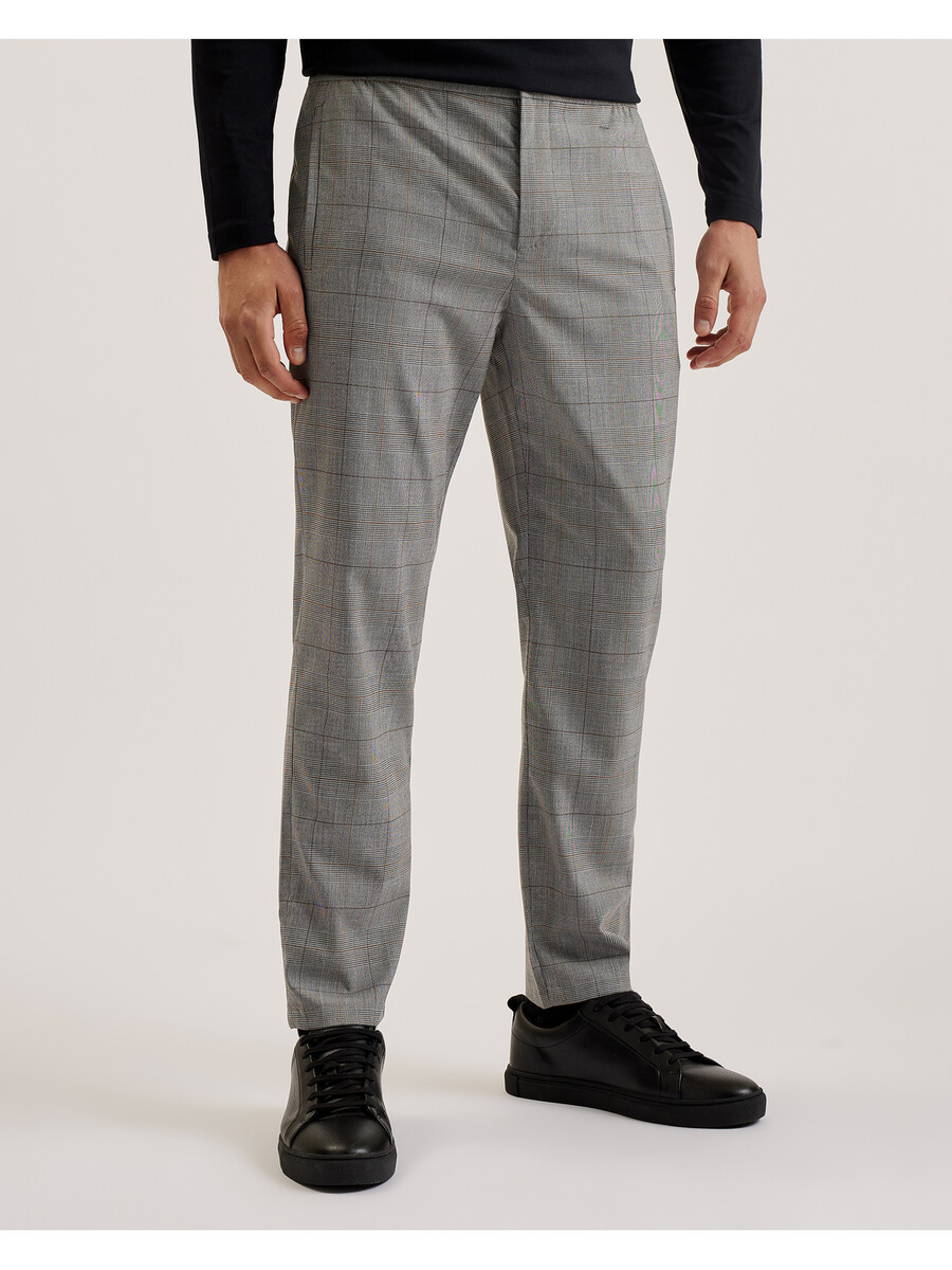 nicolo - geruite getailleerde broek met elastische taille