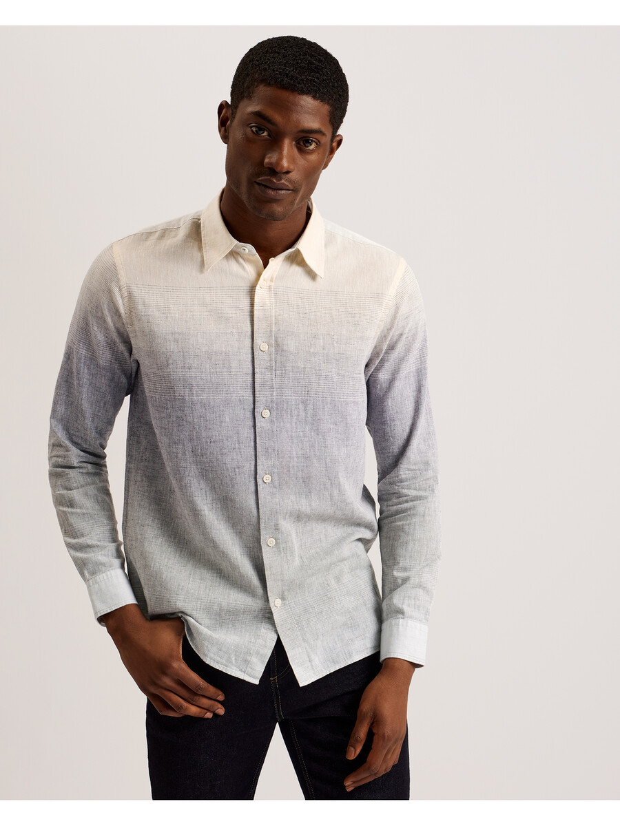 ackley - shirt met lange mouwen en ombre-print normale pasvorm