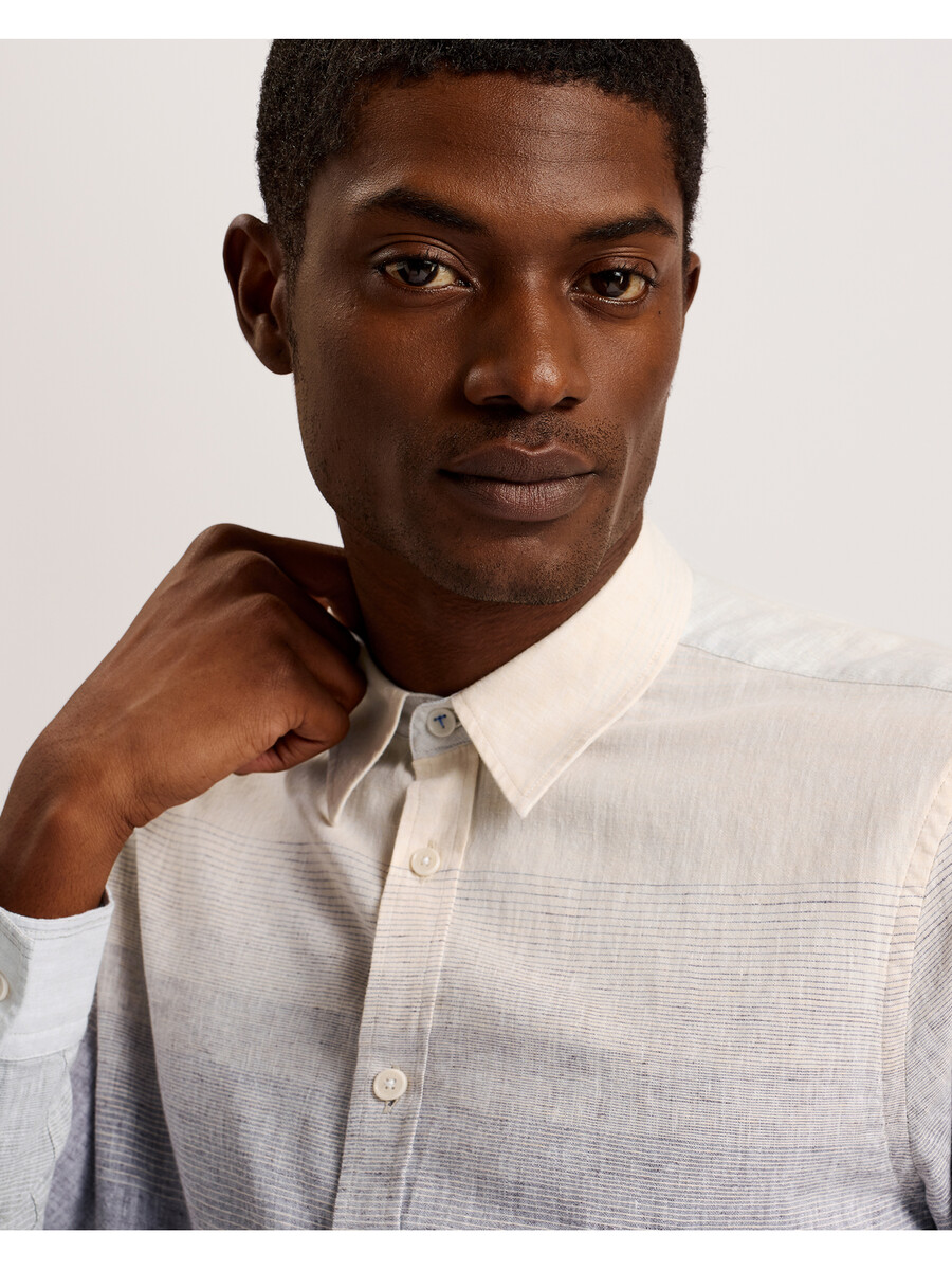 ackley - shirt met lange mouwen en ombre-print normale pasvorm