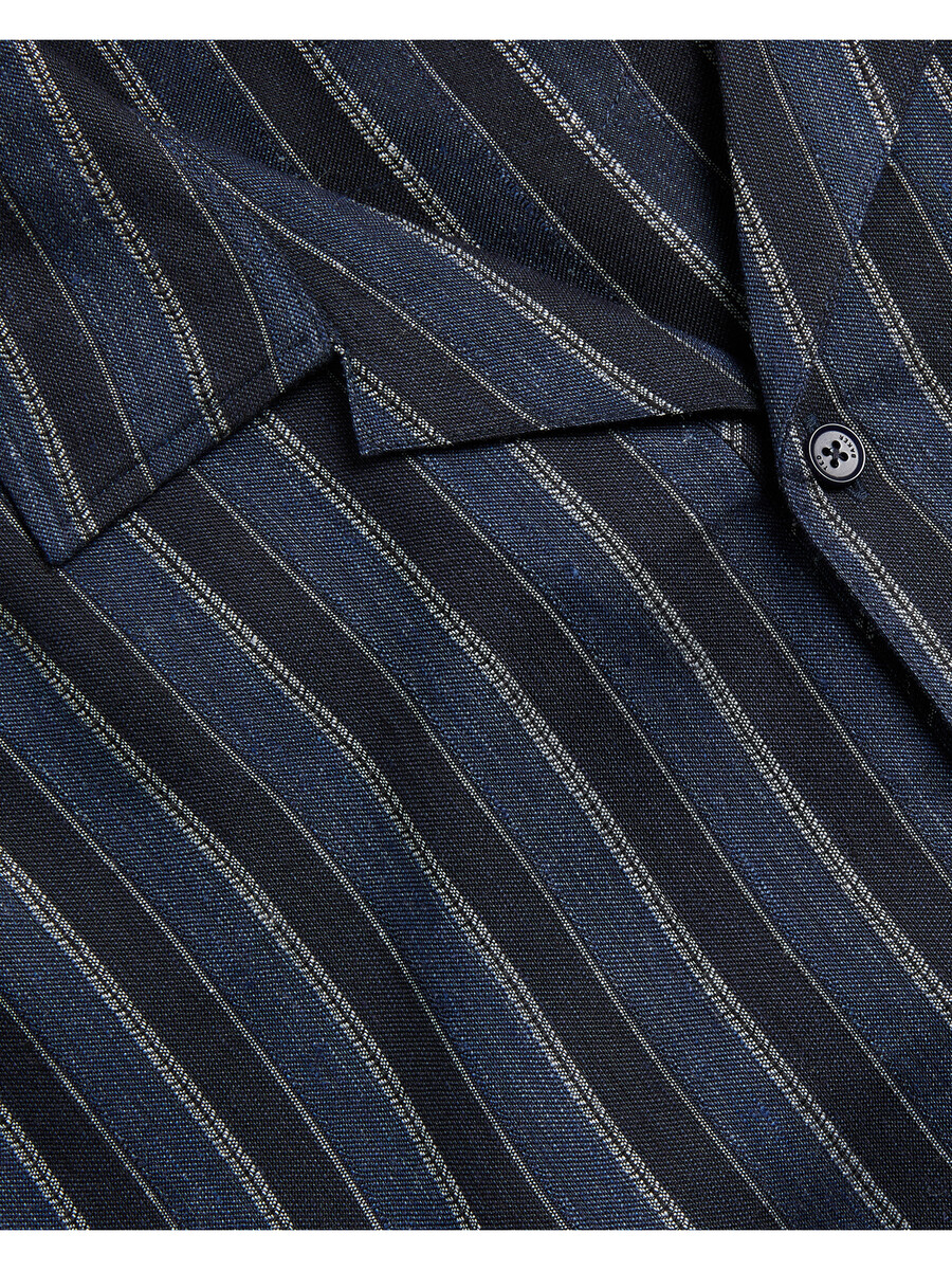 francoi - gestreept katoen-linnen shirt met korte mouwen