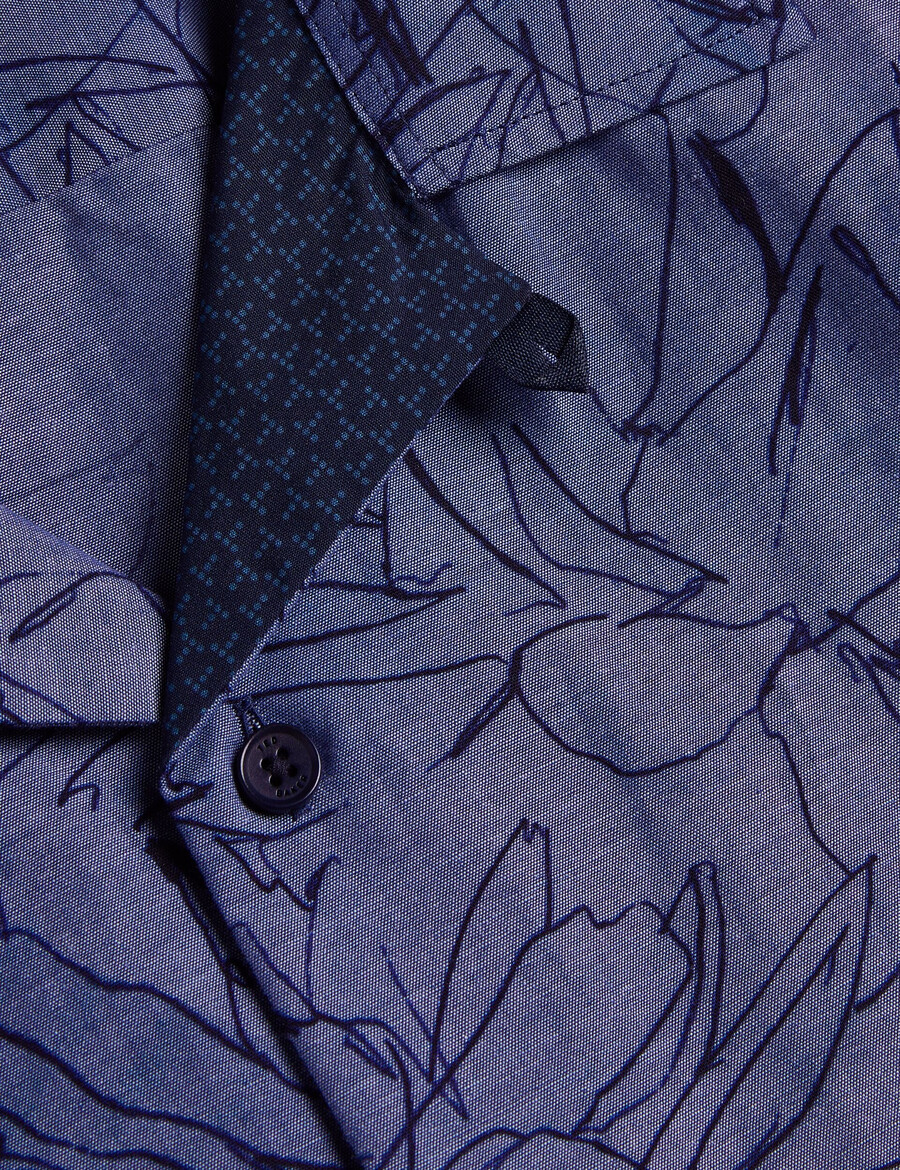 terroni - t-shirt met korte mouwen en bloemenprint van chambray katoen