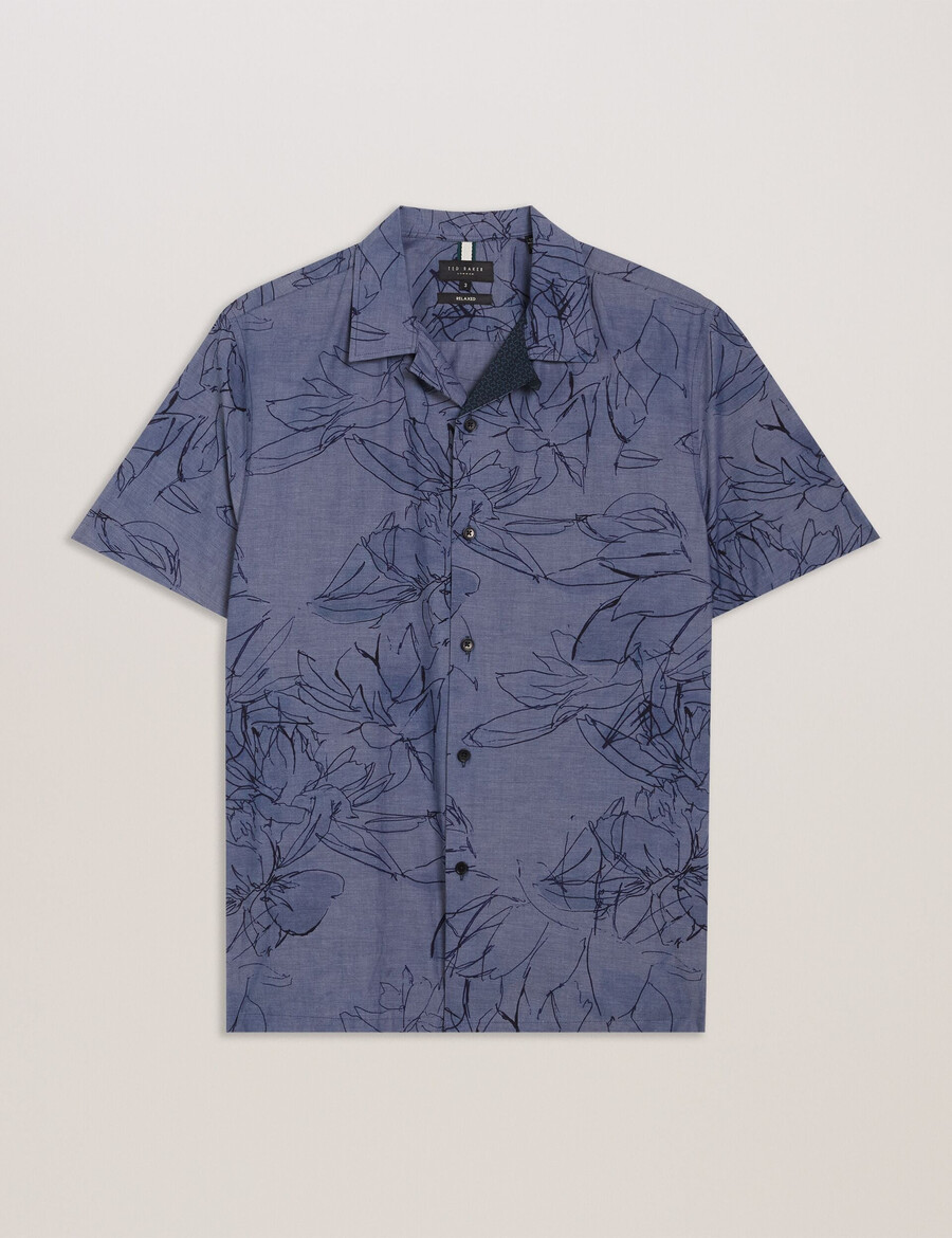 terroni - t-shirt met korte mouwen en bloemenprint van chambray katoen