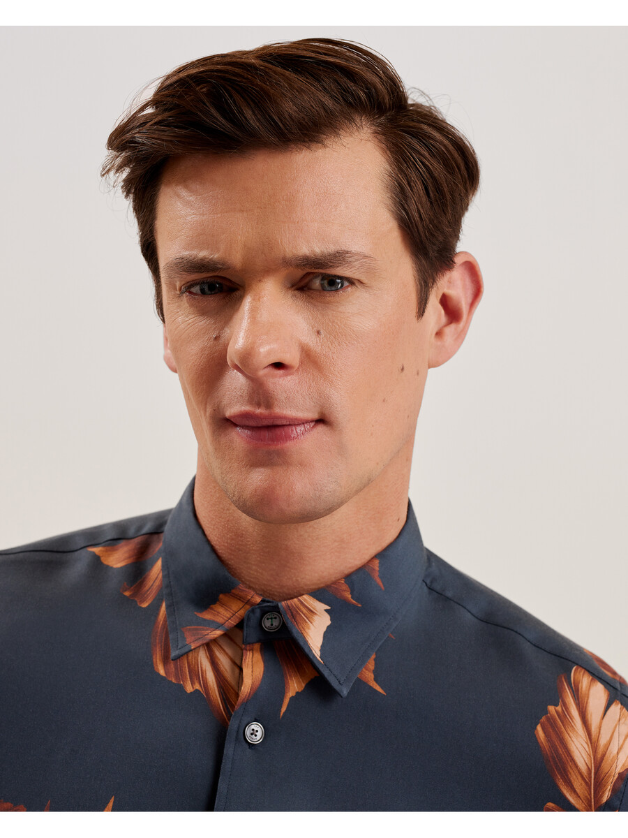coltons - lyocell shirt met lange mouwen en bladprint