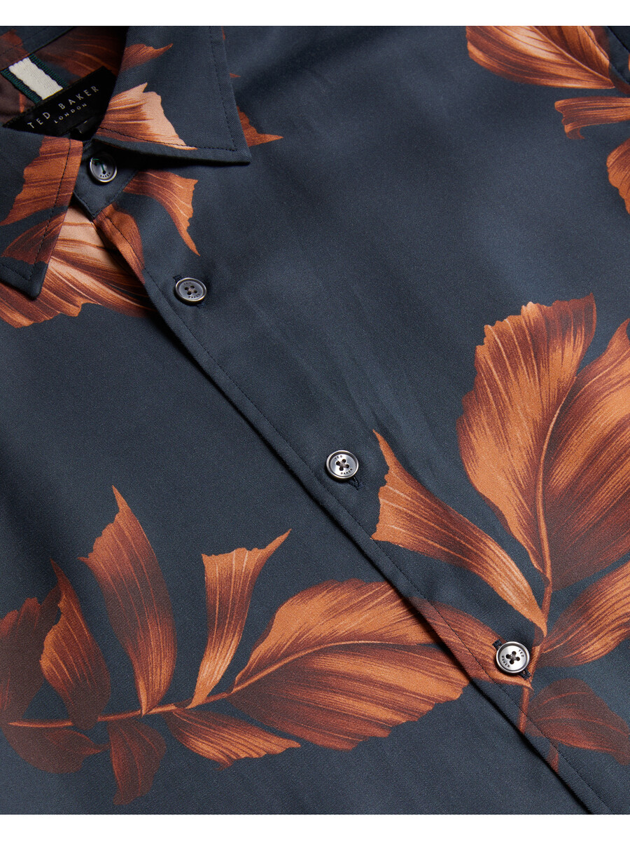 coltons - lyocell shirt met lange mouwen en bladprint