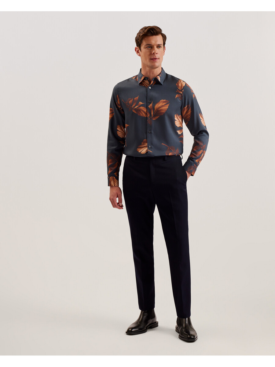 coltons - lyocell shirt met lange mouwen en bladprint