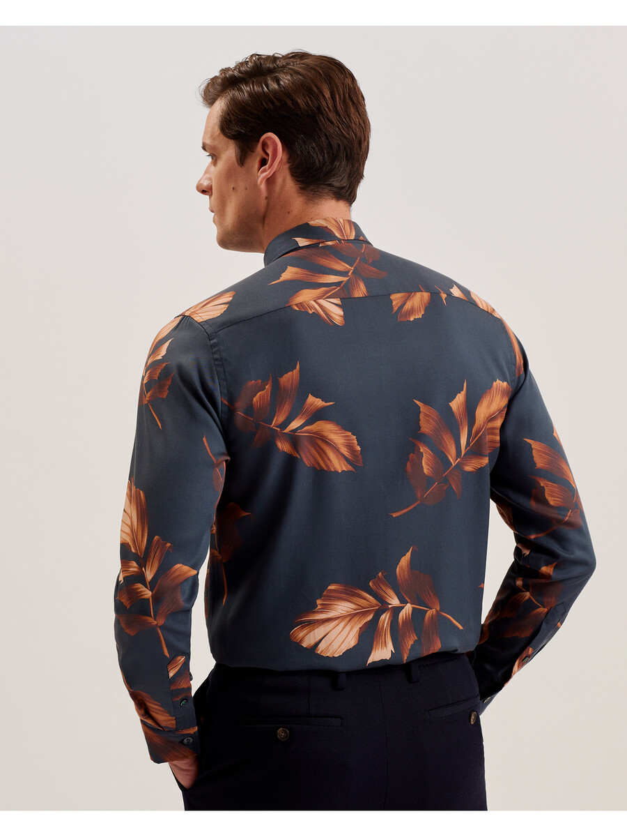 coltons - lyocell shirt met lange mouwen en bladprint