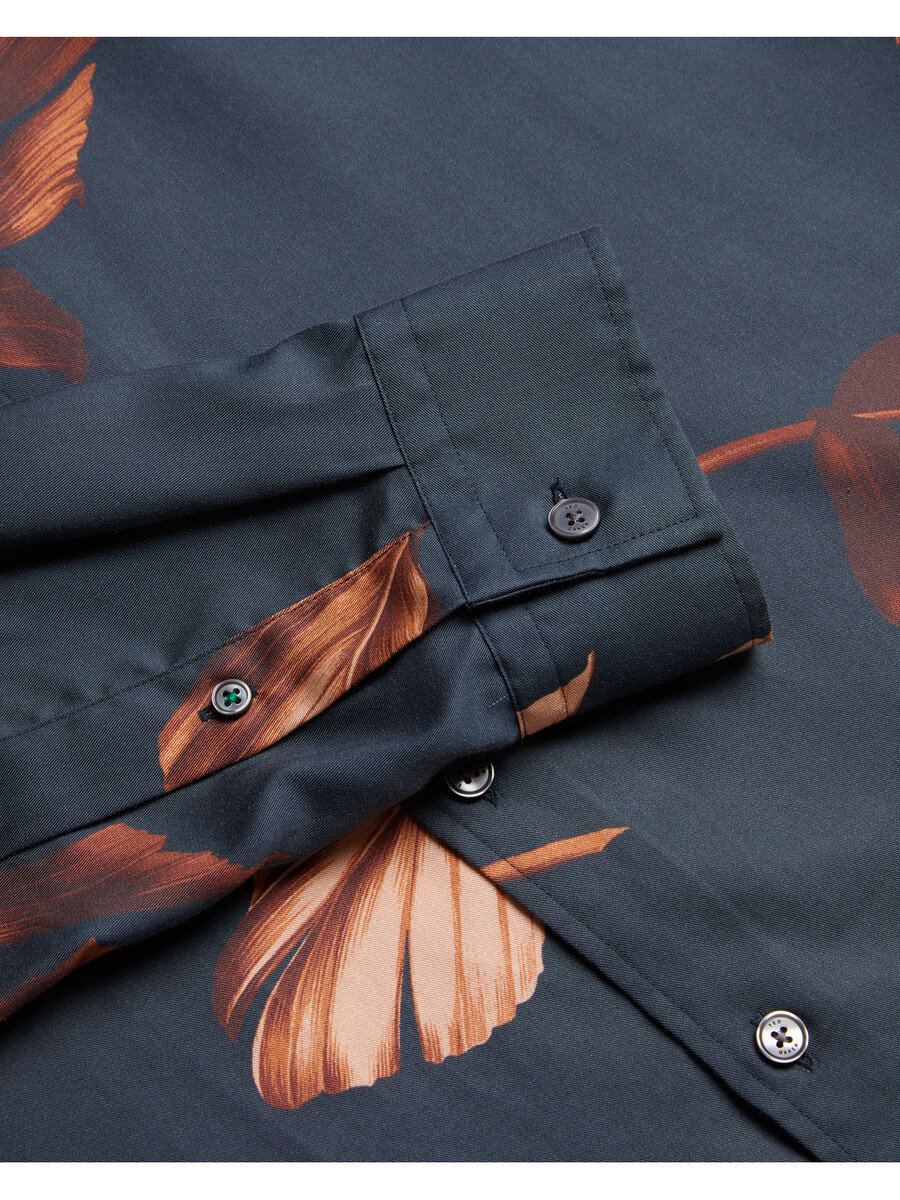 coltons - lyocell shirt met lange mouwen en bladprint