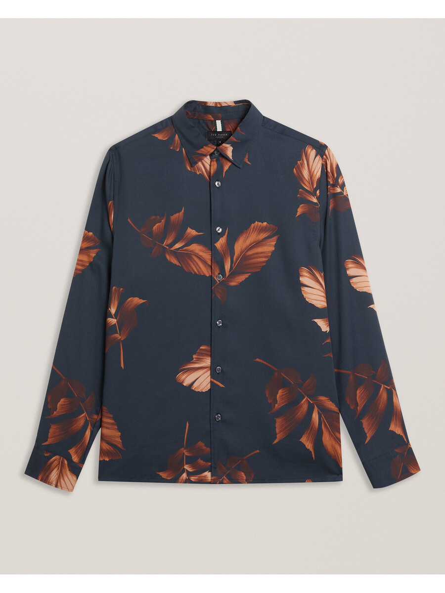 coltons - lyocell shirt met lange mouwen en bladprint
