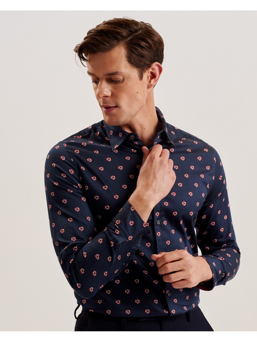 mikceal - slim fit overhemd met bloemenprint