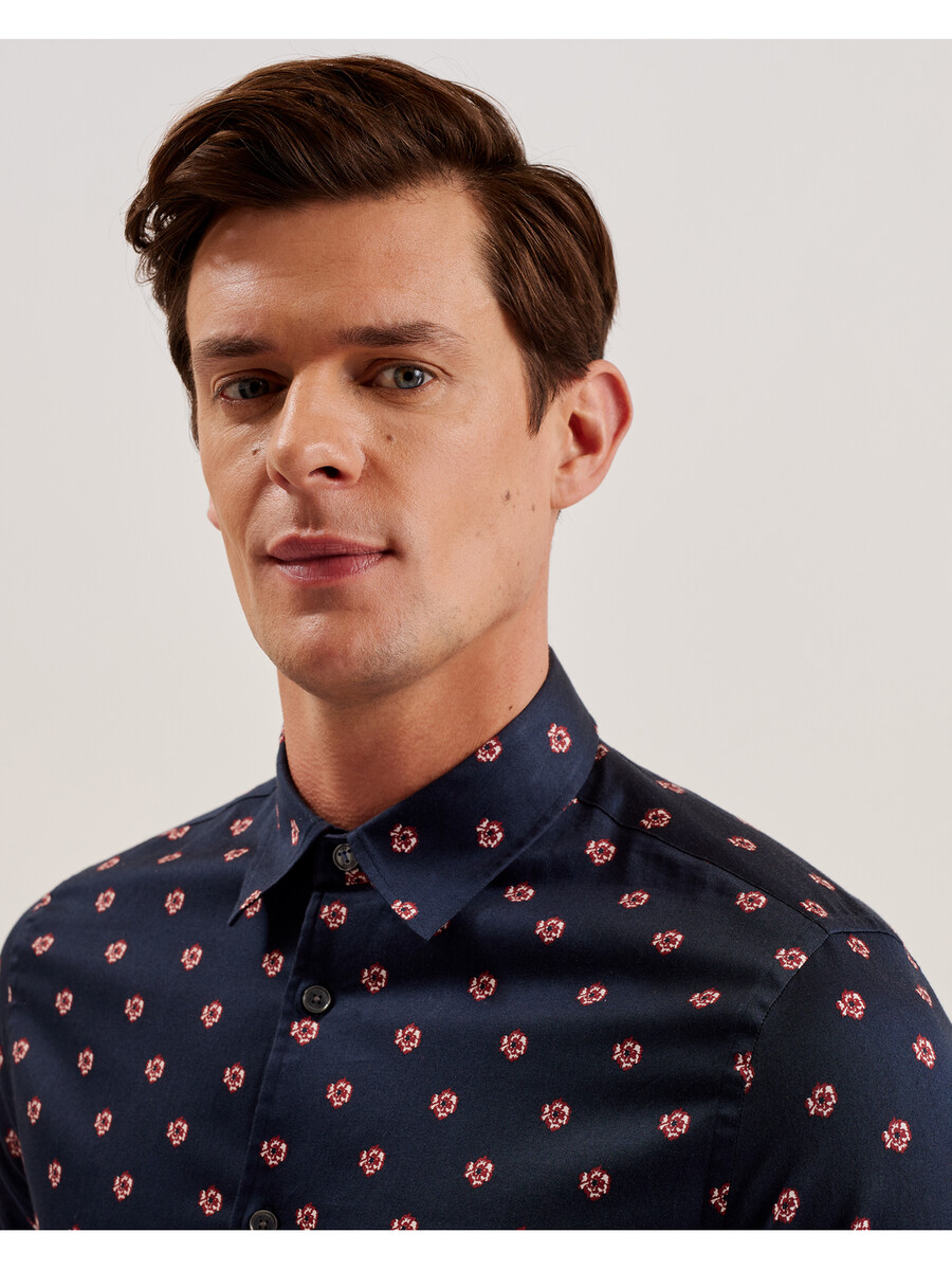 mikceal - slim fit overhemd met bloemenprint