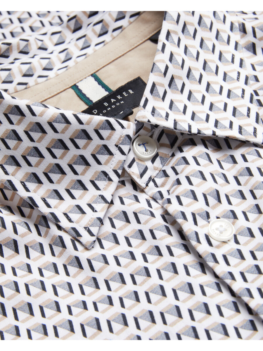 joshhy - slim fit geometrisch shirt met lange mouwen