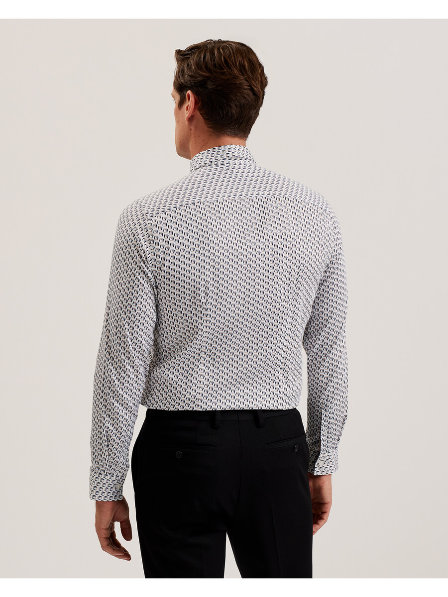 joshhy - slim fit geometrisch shirt met lange mouwen