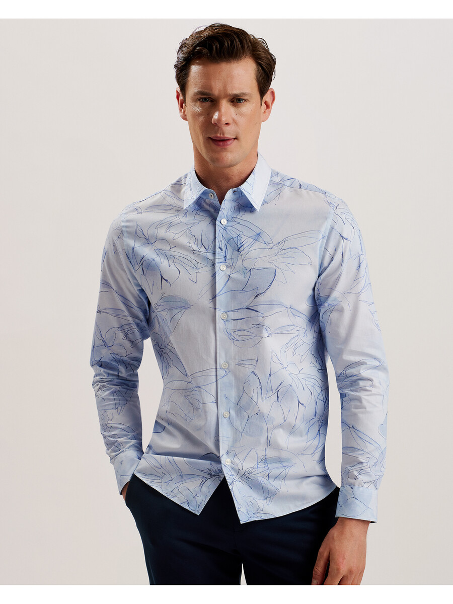walesby - katoenen shirt met getekende bloemenprint