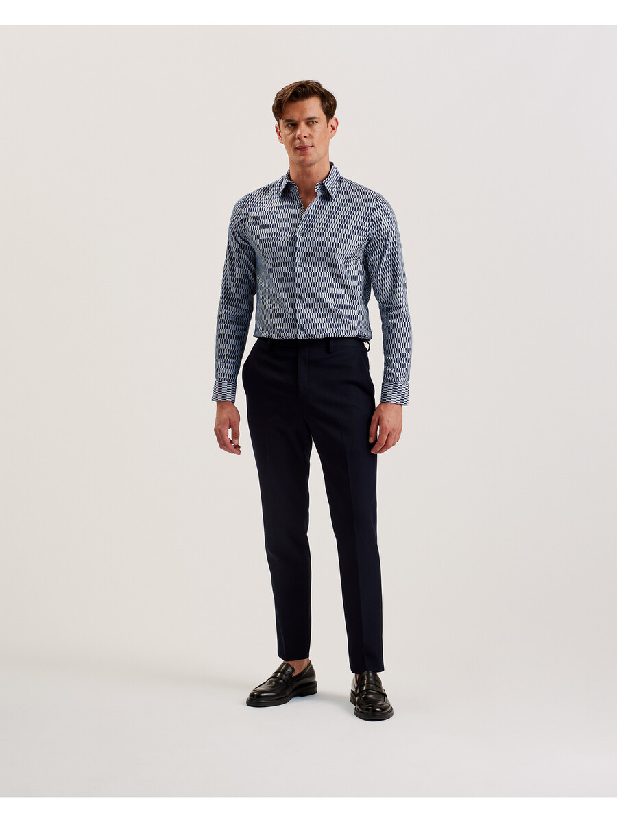 frestin - slim fit shirt met lange mouwen en geometrisch patroon