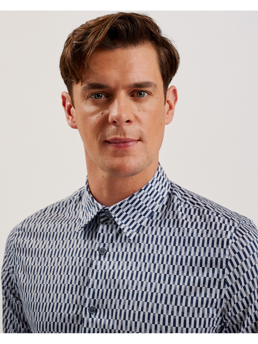 frestin - slim fit shirt met lange mouwen en geometrisch patroon