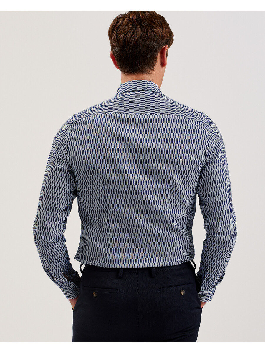 frestin - slim fit shirt met lange mouwen en geometrisch patroon