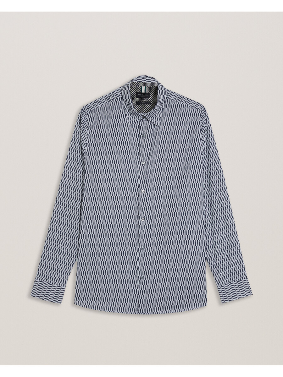 frestin - slim fit shirt met lange mouwen en geometrisch patroon