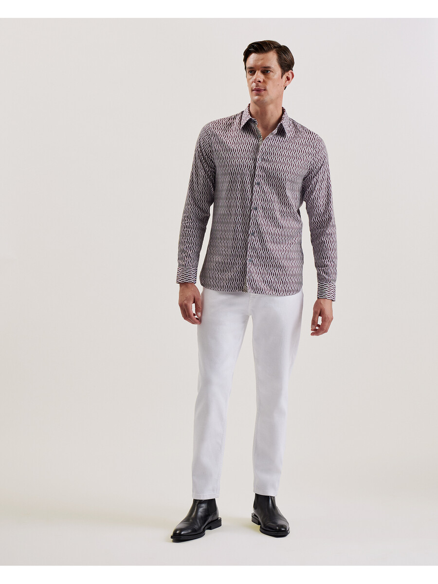 frestin - slim fit shirt met lange mouwen en geometrisch patroon