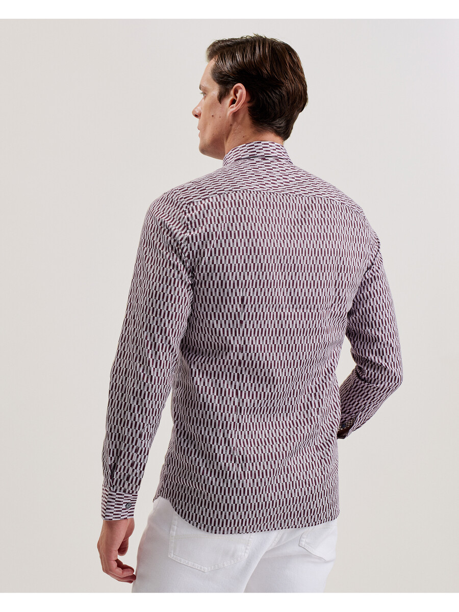 frestin - slim fit shirt met lange mouwen en geometrisch patroon