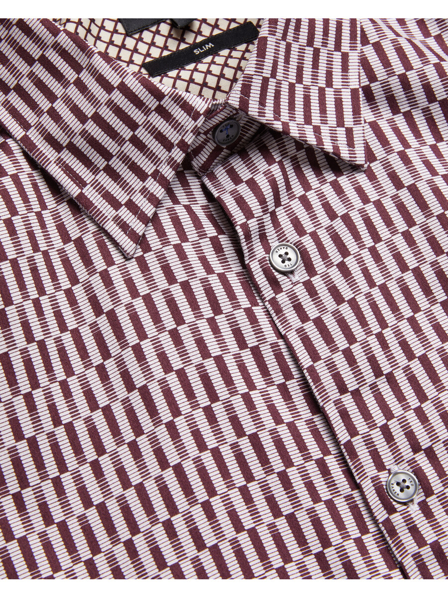 frestin - slim fit shirt met lange mouwen en geometrisch patroon