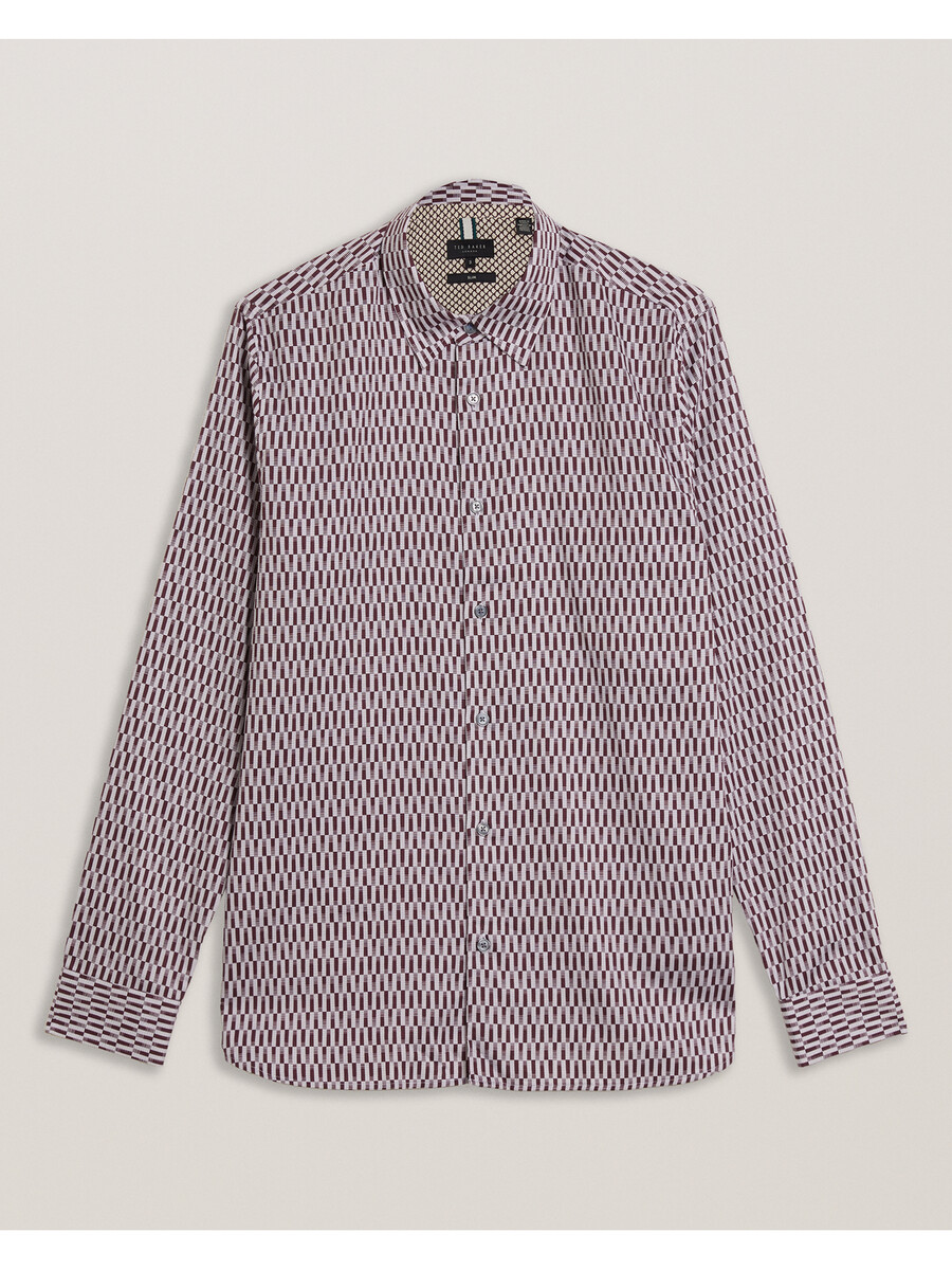 frestin - slim fit shirt met lange mouwen en geometrisch patroon